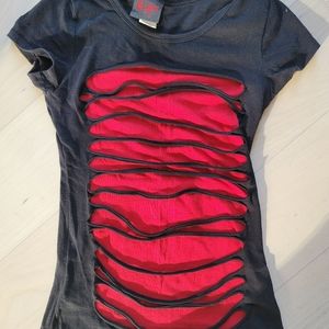 Punk Rock Red and Black Jolter Ripped Shirt